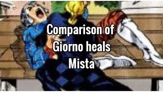 Comparison of Giorno heals Mista