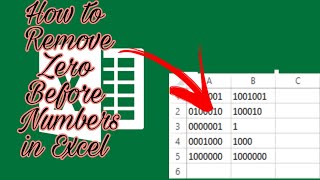 how to remove zero before numbers in excel