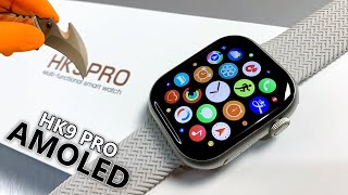 HK9 Pro AMOLED Unboxing & Review Apple Watch Series 8 Copy (watchOS Icons/HK8 Pro Max System) - ASMR