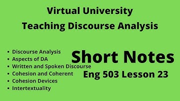 ENG 503 Lesson 23 Discourse Analysis Part A