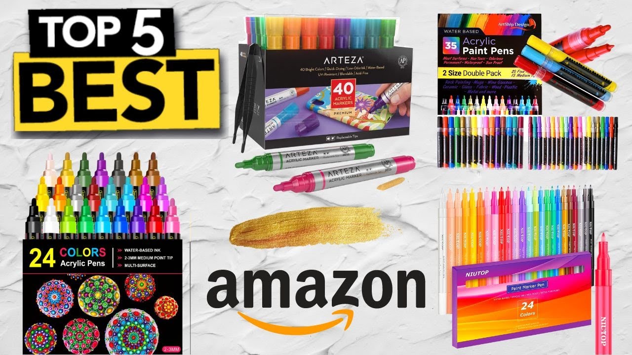 Betem 24 Colors Acrylic Paint Markers Paint Pens, Dual Tip Pens