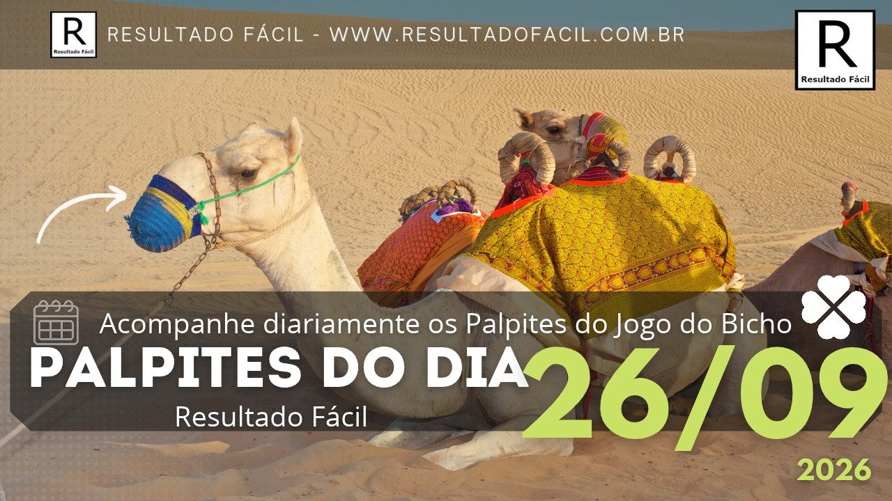Palpites do dia Jogo do Bicho para o dia 26/09/2026
