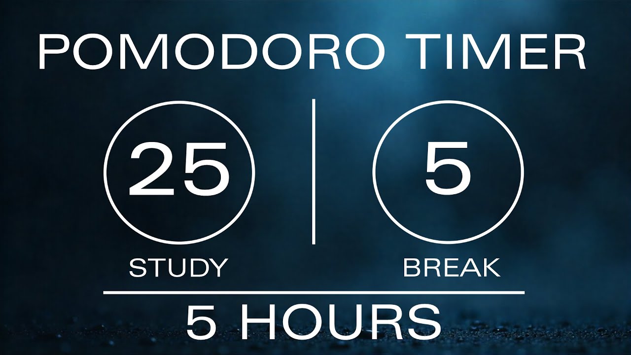 Study with me for 5 hours | Pomodoro Timer 25/5 - YouTube