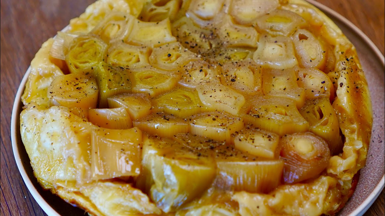 Recette de tarte tatin poireaux caramélisés au sirop d’érable