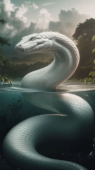 The Enchanting White Snake of the Jungle Waters #snake #anaconda #whitesnake #nature