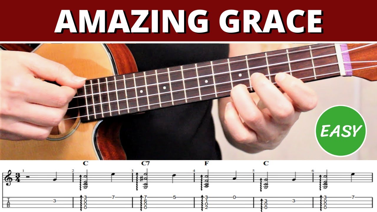 Amazing Grace - Easy Beginner Chord Melody (Fingerstyle) - Ukulele Tutorial  & Play Along - YouTube
