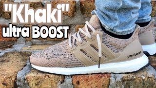 ultra boost trace khaki on feet