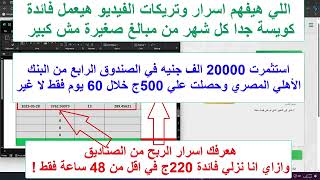 استثمرت 20000 الف جنيه في الصندوق الرابع من البنك الأهلي المصري كم حصلت من فائدة ؟ وهل كان في خسائر؟