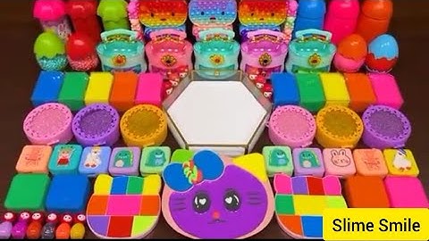 | Mixing Random into Glossy Slime | Satisfying RAINBOW HELLO KITTY Video #ASMR