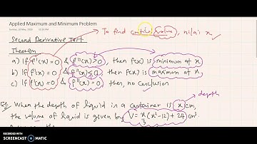 Mat183 - Applied Max & Min Problem (Part 1)