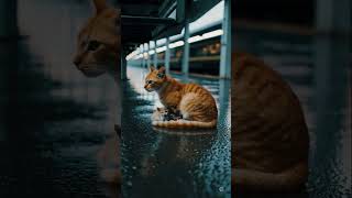 #orangecat  mama & kitten at train station... #rain #rainyday #relaxingmusic