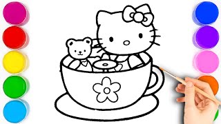 Hello Kitty In the Cup drawing and painting for kids and Toddlers