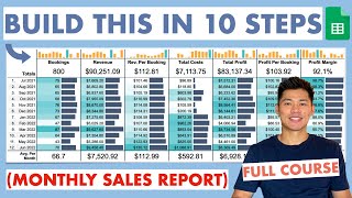 How to Build a Monthly Sales Report in Google Sheets in 10 Easy Steps (FULL COURSE)