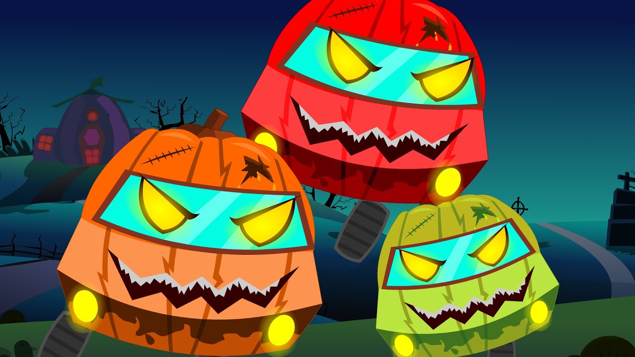 trucks skate five little pumpkins rhyme | scary rhyme video | halloween song for toddler