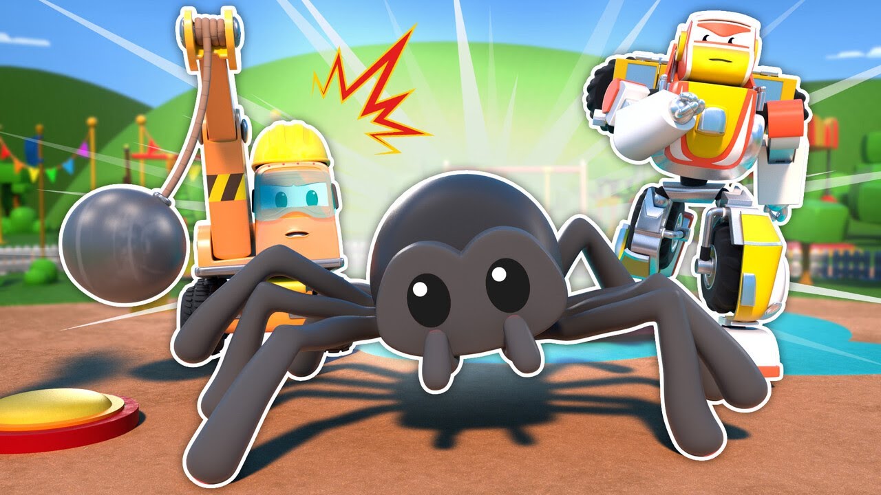 Es gibt eine große Spinne! Hilfe, Super-Roboter! 🕷️ Robofuse 🤖 Auto-Cartoons für Kinder