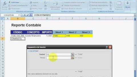 Funciones de texto CONCATENAR en Excel 2007