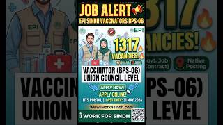 EPI Sindh Vaccinator Jobs 2026 | 1317 Vacancies (BPS-06) | NTS Apply Online