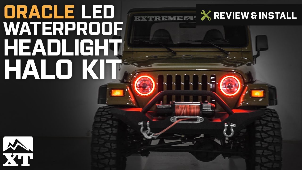 Jeep Wrangler Oracle LED Waterproof Headlight Halo Kit (1997-2006 TJ)  Review & Install - YouTube