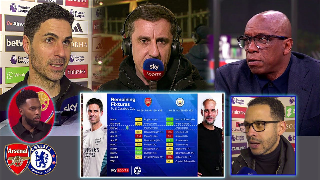 Иэн Райт и Гари Невилл обсуждают чемпионскую гонку между «Арсеналом» и «Манчестер Сити» 🔥 | Реакц...