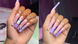 PURPLE HALLOWEEN NAILS  | Halloween nail art | acrylic nail tutorial