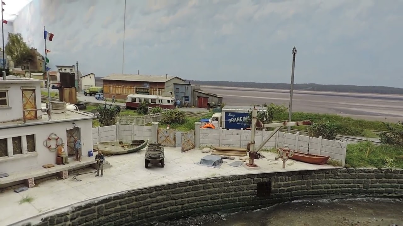 Model train exhibition: French harbour scene
