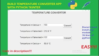 Build Temperature Converter App using python tkinter screenshot 5
