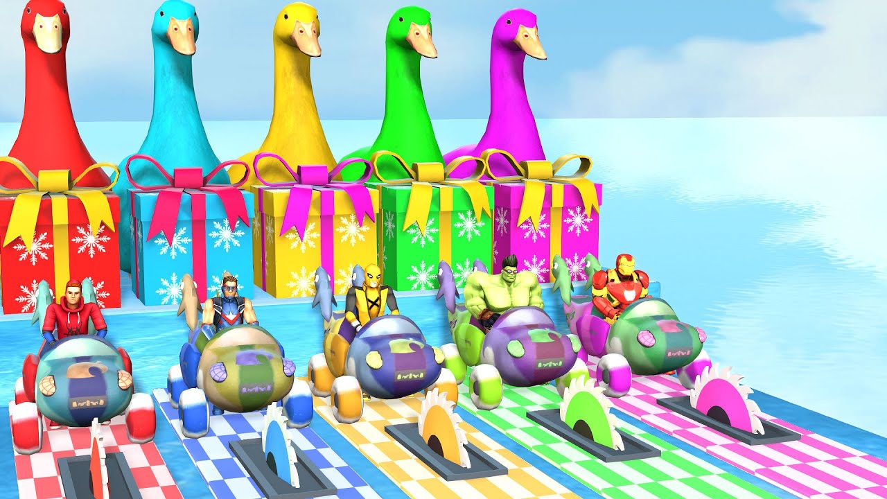 Long Slide Game With Cow Elephant Gorilla Hippopotamus Tiger - 3d Animal Game - Funny 3d Animals #59