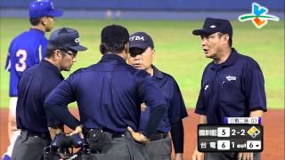 20140426-2 甲組春季聯賽 國訓藍VS台灣電力 六局下 烏龍球國訓藍被跑回2分