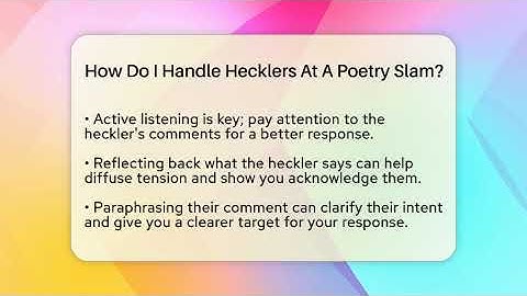 How Do I Handle Hecklers At A Poetry Slam? - The Prose Path