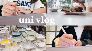 uni vlog • studying at the library, tea date, trying out Mochi and online classes ✨