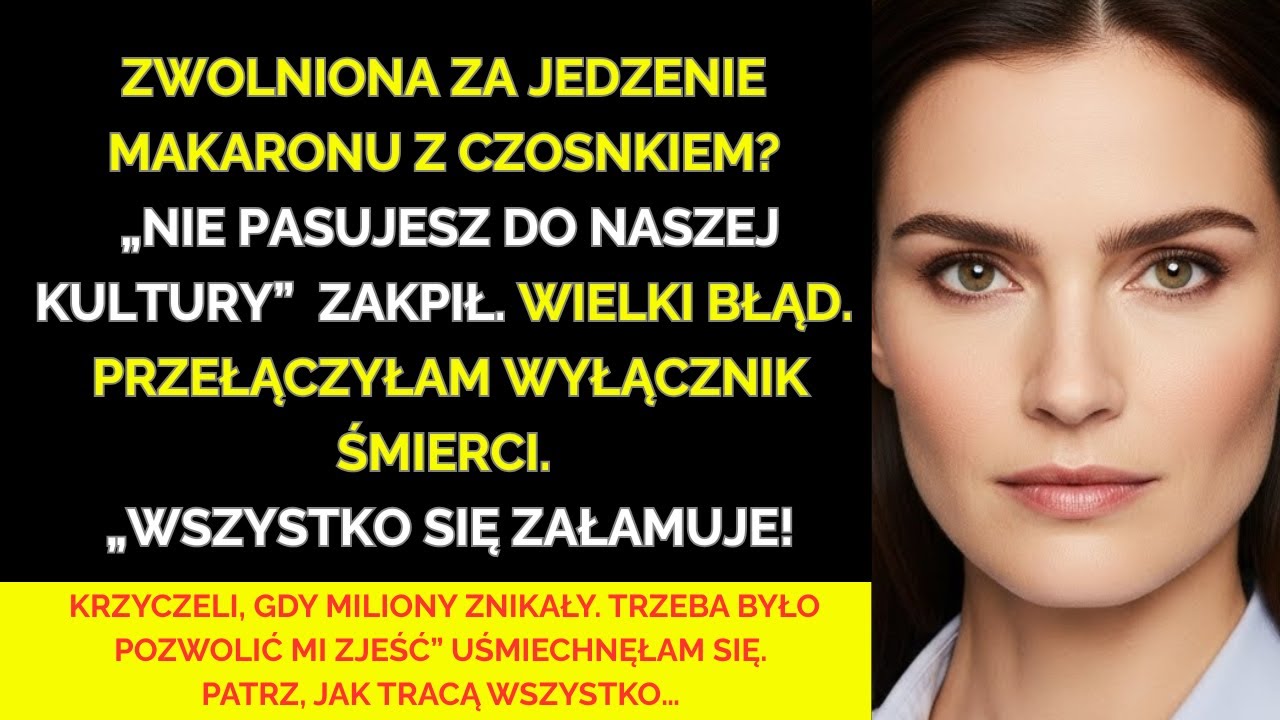 O 19:12 we wtorkowy wieczór zwolniono mnie za makaron z czosnkiem. Konrad Mazur, nowy wiceprezes, patrzył na mój plastikowy pojemnik, jakbym trzymała odciętą głowę, i mówił o standardach oraz...