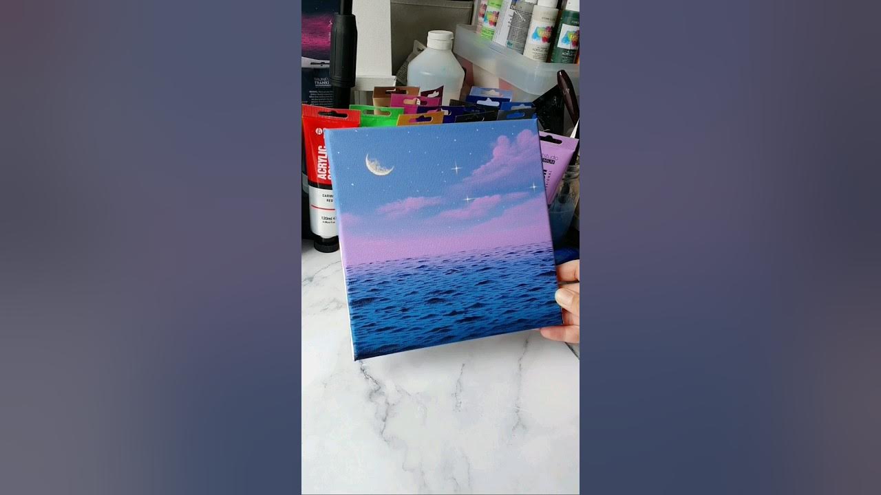 Purple clouds seascape painting idea / easy acrylic painting for beginners ✨️ Purple clouds seascape painting idea / easy acrylic painting for beginners ✨️