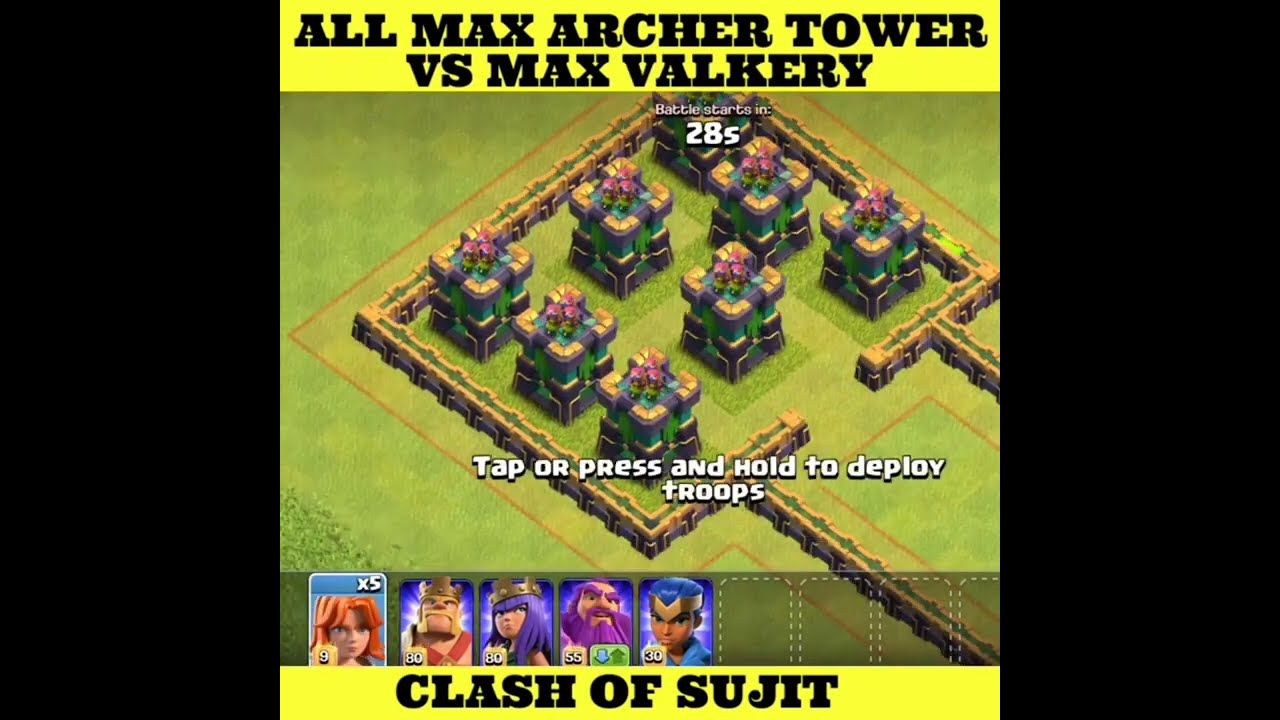 Max Archer Tower vs All Max Troops - Clash of Clans