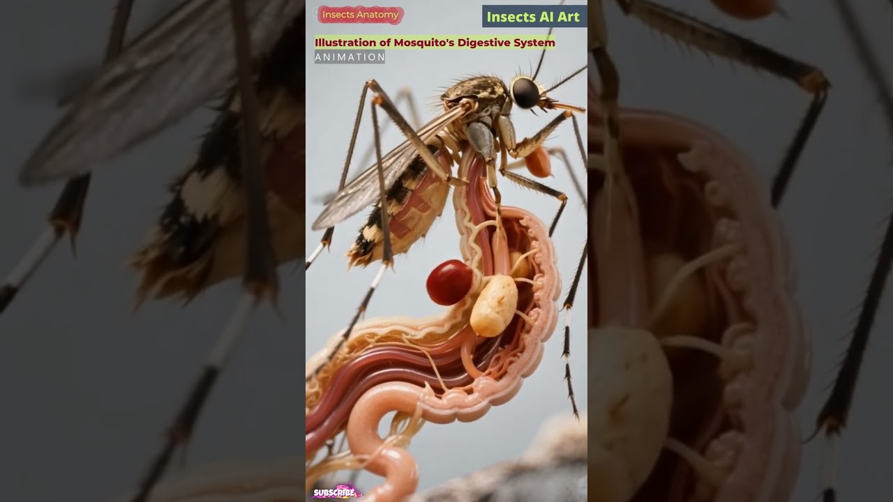 Illustration of Mosquito's Digestive System Animation | Insects AI Art | 14