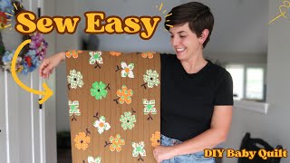 sew a SUPER EASY BABY QUILT with me! I made a whole cloth baby quilt in ONLY 4 HOURS