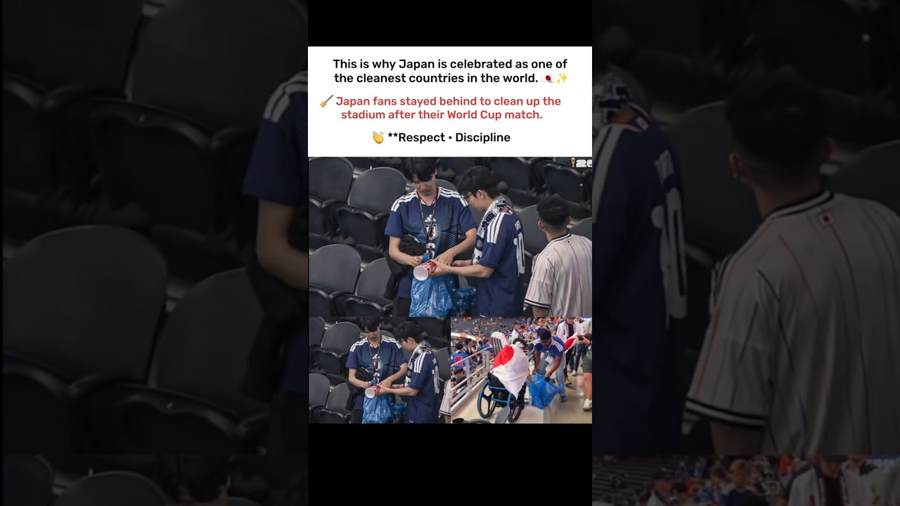 Japan fans stayed behind to clean up the stadium after their World Cup match.🧹 | #shorts #viral