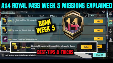 BGMI WEEK 5 MISSIONS / A14 WEEK 5 MISSION / A14 RP MISSION WEEK 5 EXPLAIN / WEEK 5 MISSION BGMI