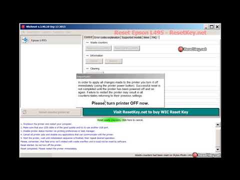 video Reset Epson Epson L495 printer - Ink Pads are at the end of their service life - by WIC Reset Tool