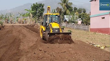 Leveling Field for Construction-JCB Backhoe Loader-House Construction
