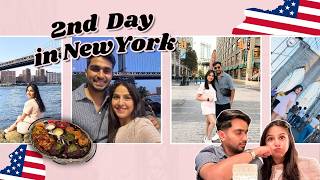 NYC Day 2 Vlog 🇺🇸 | Brooklyn Bridge Walk, DUMBO Views, Food & Statue of Liberty