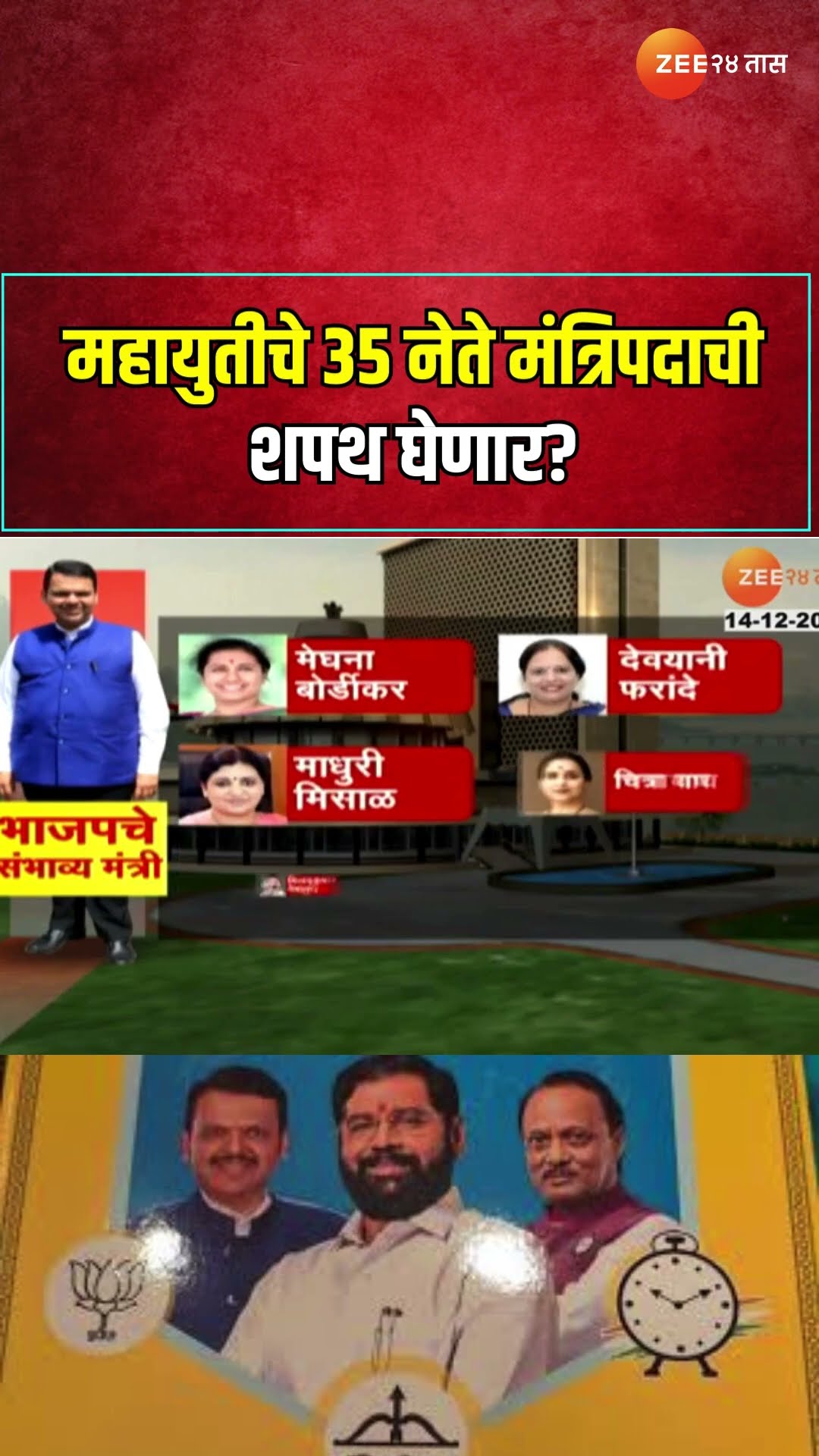 Mahayuti 35 Candidates To Take Oath | महायुतीचे 35 नेते मंत्रिपदाची शपथ घेणार? Zee24Taas