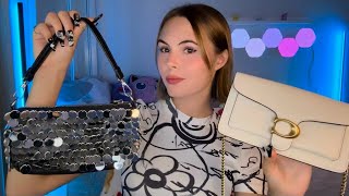 ASMR | Showing you my Bag Collection 👜🤍 (tapping, scratching, whisper rambles…)