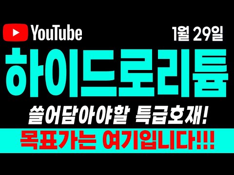 [하이드로리튬 주가전망] 1월29일 쓸어담아야할 특급호재! 목표가는 여기입니다! 긴급속보! 긴급대응! 대응전략! 차트분석!