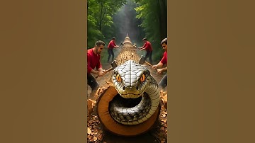 rescue giant python in wood trunk #shorts #ai #funny #animals #snake