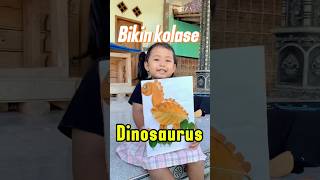 Make a dino collage from dry leaves. #kontenanak #diy #collage #craft #shortsviral #shortvideo