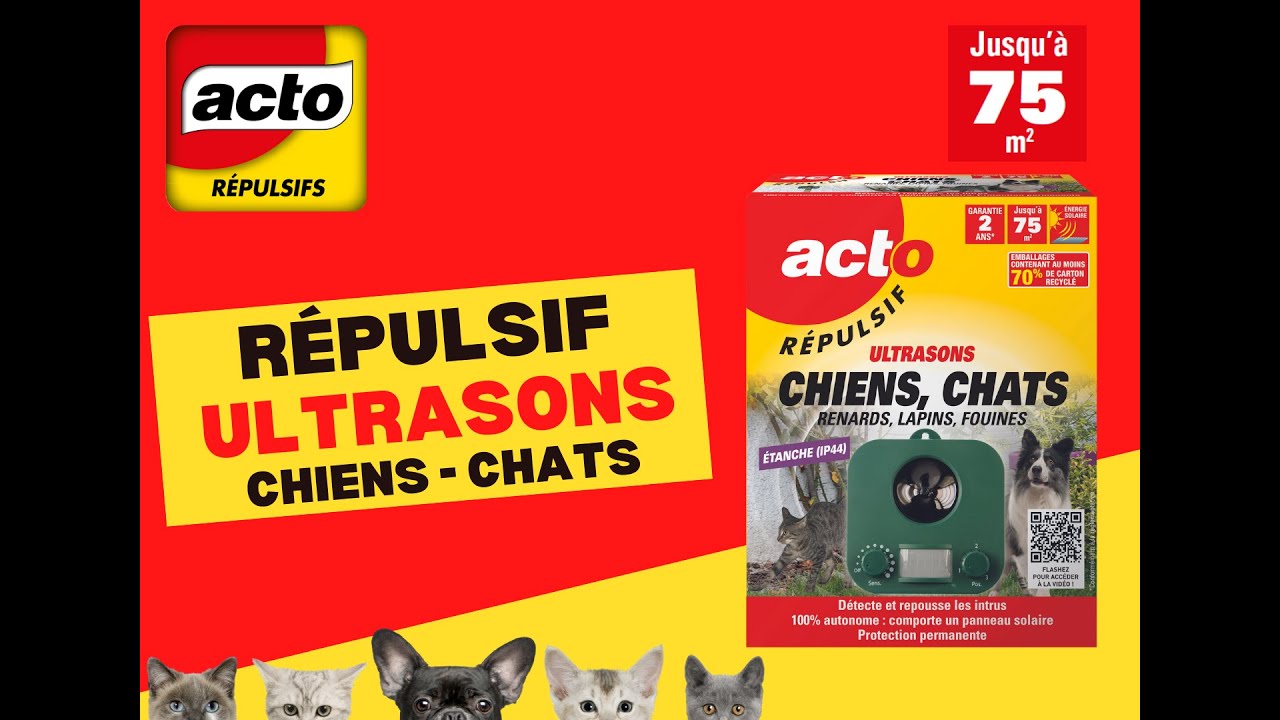 Répulsif Ultrasons Chiens-chats-renards-lapins-fouines-hérons