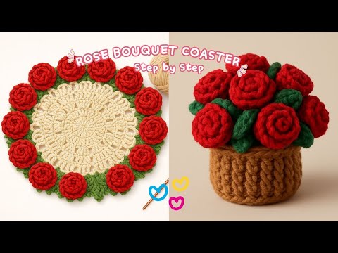 Flower Bouquet Coaster 🌹 | Unique Crochet Ideas for Gifts & Decor