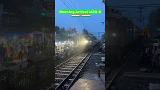Morning Arrival of WAG-9 Locomotive with Passenger Train at the Station #wag9 #locomotive #shorts