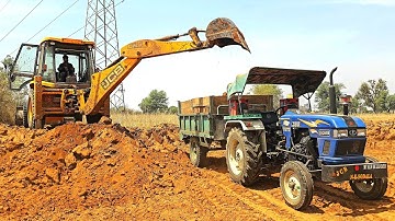 JCB 3dx Xpert Loading Field Mud | Eicher 485 Tractor |Mahindra 275 Di Massey 241 Tractor with Trolly