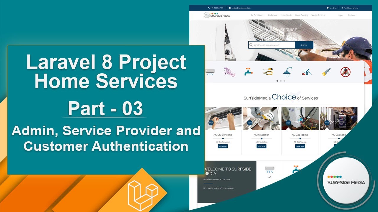 Laravel 8 Project Home Services- Admin, Service Provider and Customer Authentication